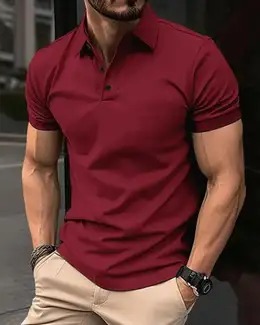 PATOIS Men Solid Polo Neck T-Shirt - Image 3
